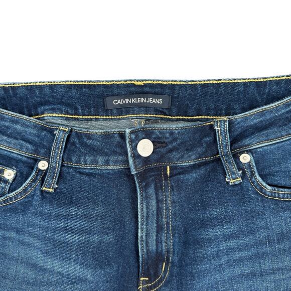 Calvin Klein Cut Off Jeans Large 12 Medium Wash Mid-Rise Jorts Y2K - Picture 3 of 5